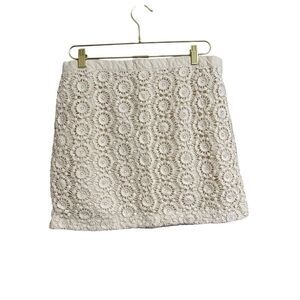 Gap Crochet Mini‎ Skirt Women's 6 Cream Lined Boho Lightweight